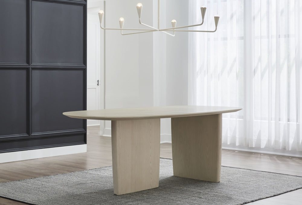 Logan Ash Wood Oval Dining Table in White Sand