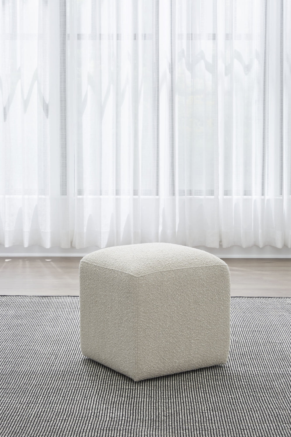 Logan Fully Upholstered Dining Ottoman in Brun Boucle
