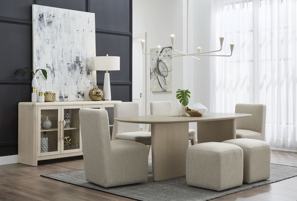 Logan Fully Upholstered Dining Ottoman in Brun Boucle - View 5