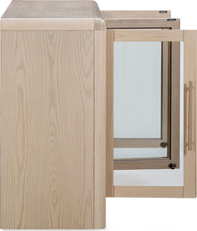 Logan Glass Door Ash Wood Sideboard in White Sand - View 3