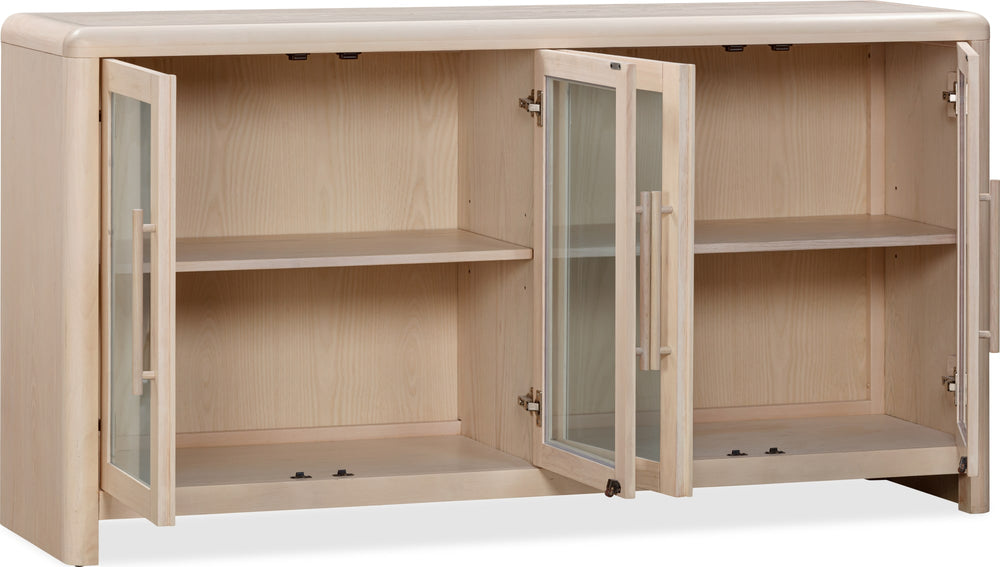 Logan Glass Door Ash Wood Sideboard in White Sand - View 7