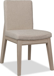 Logan Solid Wood Dining Chair in White Sand and Brun Boucle - View 2