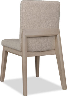 Logan Solid Wood Dining Chair in White Sand and Brun Boucle - View 5