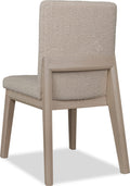 Logan Solid Wood Dining Chair in White Sand and Brun Boucle