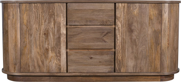 Liyana Solid Wood Three Drawer Two Door Sideboard in Natural Tan alternate view