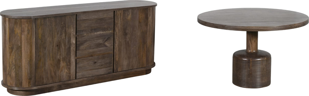 Liyana Solid Wood Three Drawer Two Door Sideboard in Natural Tan - View 5
