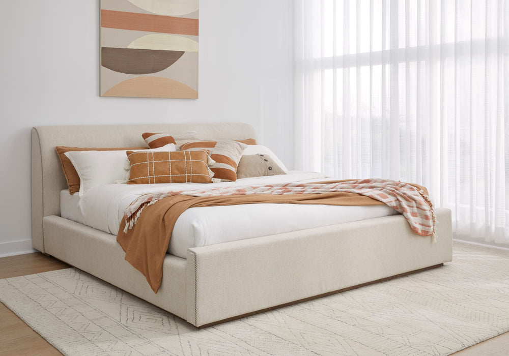 Louis Upholstered Platform Bed in Natural Linen (2026) - View 3