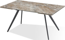 Larchmont Double Extension Stone Top Metal Leg Dining Table in Rich Brown and Black - View 2