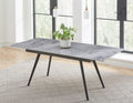 Larchmont Extendable Stone Top Metal Leg Dining Table in Piedra and Black