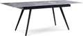 Larchmont Extendable Stone Top Metal Leg Dining Table in Piedra and Black