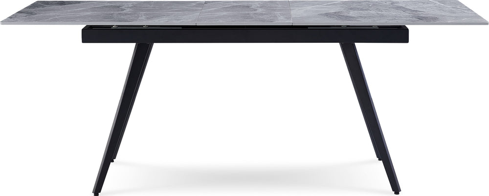 Larchmont Extendable Stone Top Metal Leg Dining Table in Piedra and Black - View 7