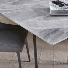 Larchmont Extendable Stone Top Metal Leg Dining Table in Piedra and Black - View 8