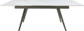 Larchmont Extendable Stone Top Metal Leg Dining Table in Polished Cappuccino and Gunmetal