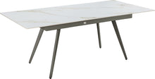 Larchmont Extendable Stone Top Metal Leg Dining Table in Polished Cappuccino and Gunmetal - View 4