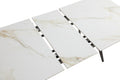 Larchmont Extendable Stone Top Metal Leg Dining Table in Polished Cappuccino and Gunmetal