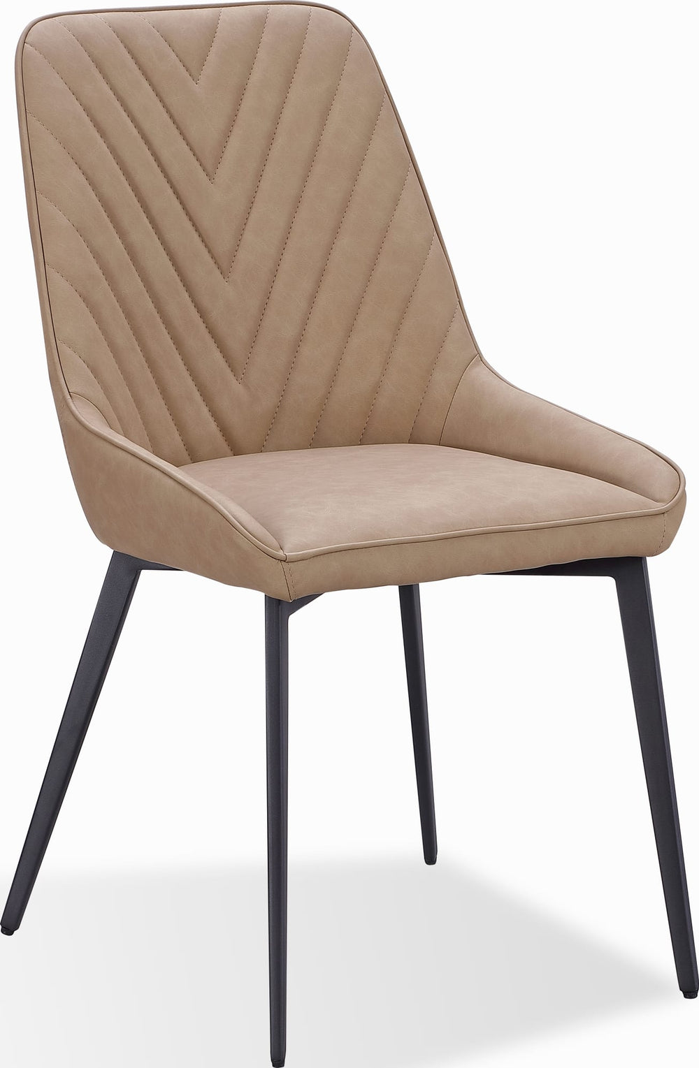 Larchmont Metal Leg Upholstered Dining Chair in Honey Synthetic Leather - View 2
