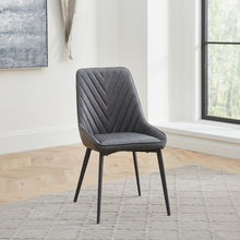 Larchmont Upholstered Dining Chair in Charcoal Synthetic Leather and Black Metal
