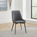 Larchmont Upholstered Dining Chair in Charcoal Synthetic Leather and Black Metal