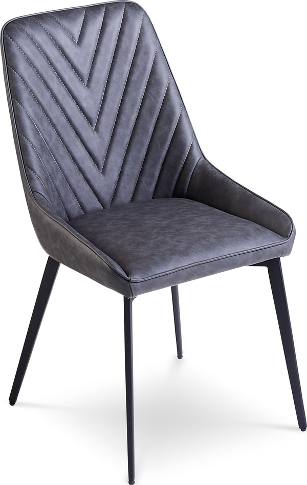 Larchmont Upholstered Dining Chair in Charcoal Synthetic Leather and Black Metal - View 3