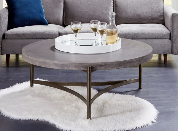 Lockwood Round Natural Concrete and Metal Coffee Table alternate view