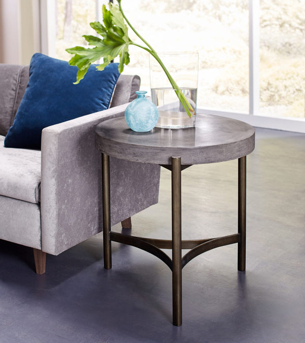 Lockwood Round Natural Concrete and Metal Side Table alternate view