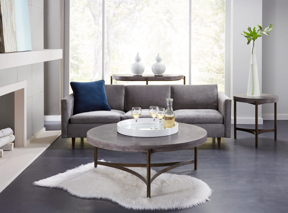 Lockwood Round Natural Concrete and Metal Side Table - View 2