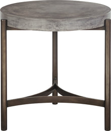 Lockwood Round Natural Concrete and Metal Side Table - View 3