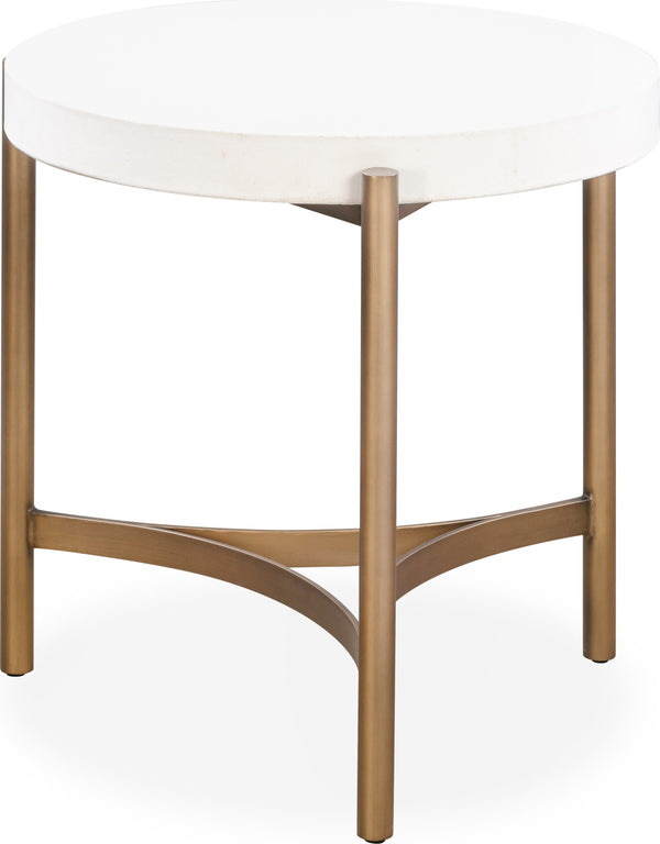 Lockwood Round White Concrete and Metal Side Table