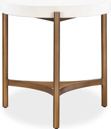 Lockwood Round White Concrete and Metal Side Table - View 2