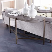 Lockwood Semi-circular Natural Concrete and Metal Console Table