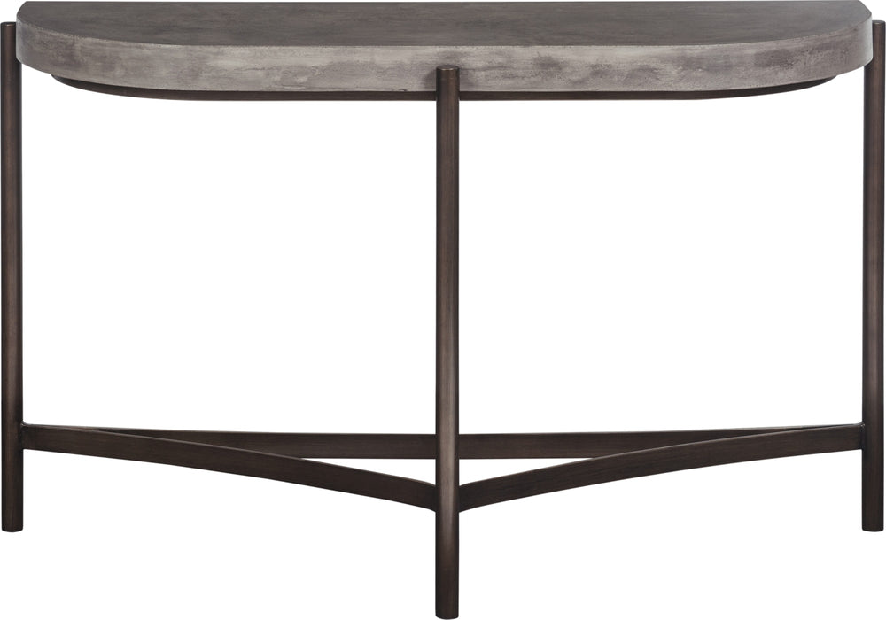 Lockwood Semi-circular Natural Concrete and Metal Console Table - View 3