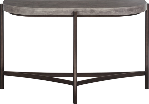 Lockwood Semi-circular Natural Concrete and Metal Console Table - View 3