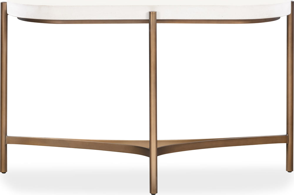 Lockwood Semi-circular White Concrete and Metal Console Table - View 2
