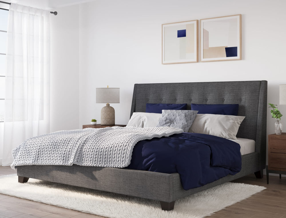 Madison Upholstered Platform Bed in Dark Charcoal (2026)