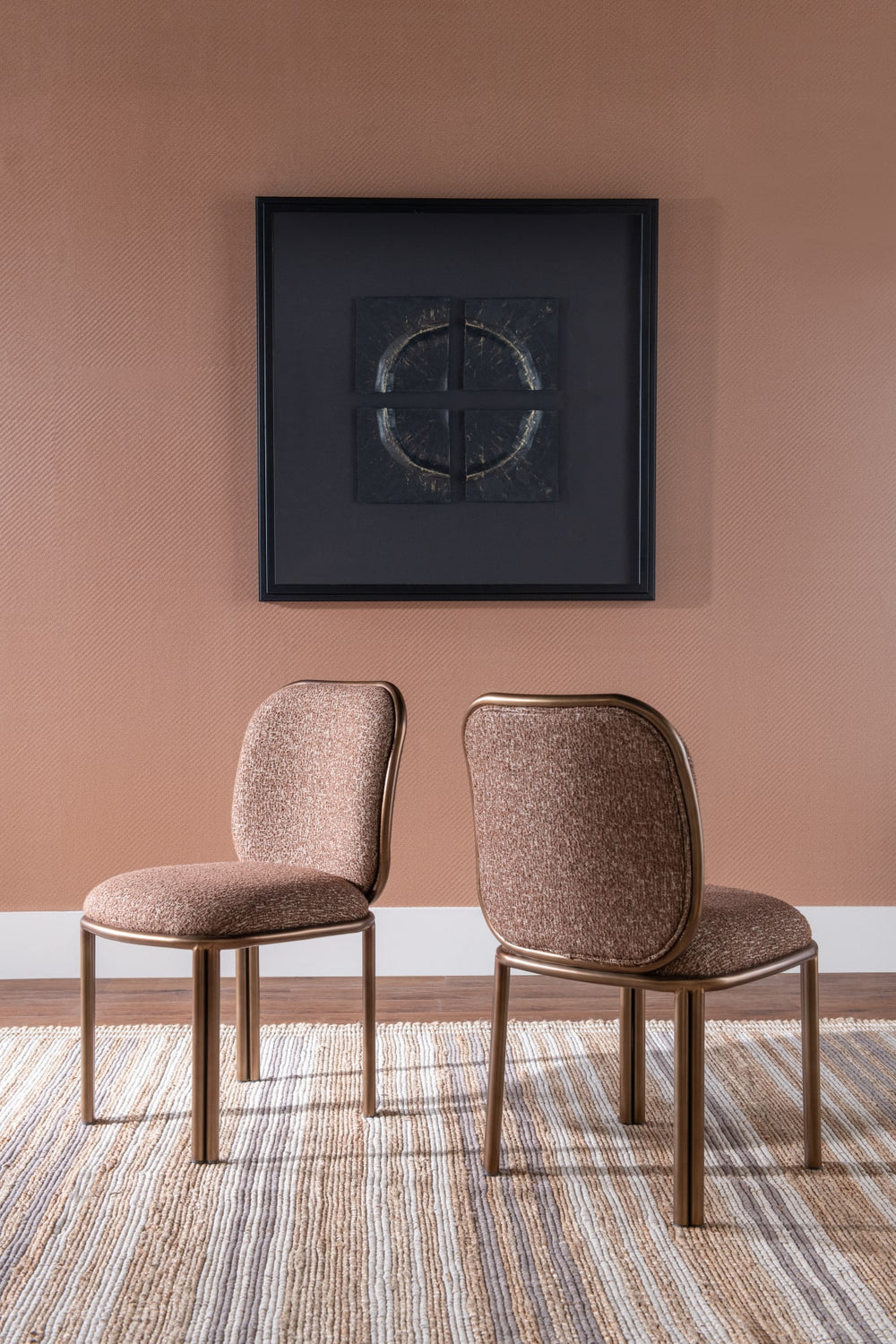 Montclair Dining Chair in Giraffe Chenille and Brushed Golden Stainless Steel - View 6
