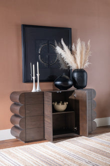 Montclair Four Door Walnut Sideboard in Bistre - View 5