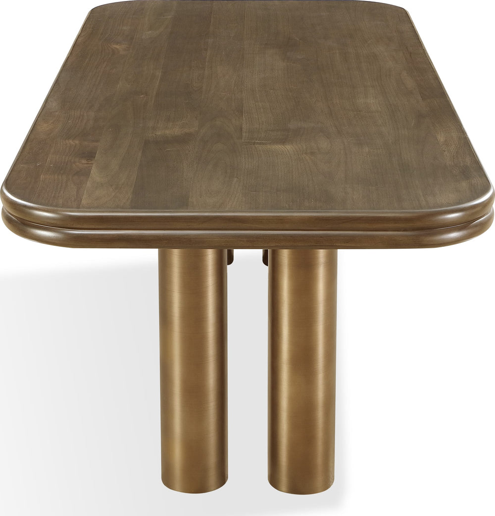 Montclair Rectangular Dining Table in Bistre and Brushed Golden Stainless Steel - View 3