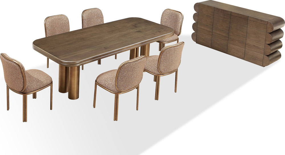 Montclair Rectangular Dining Table in Bistre and Brushed Golden Stainless Steel - View 5