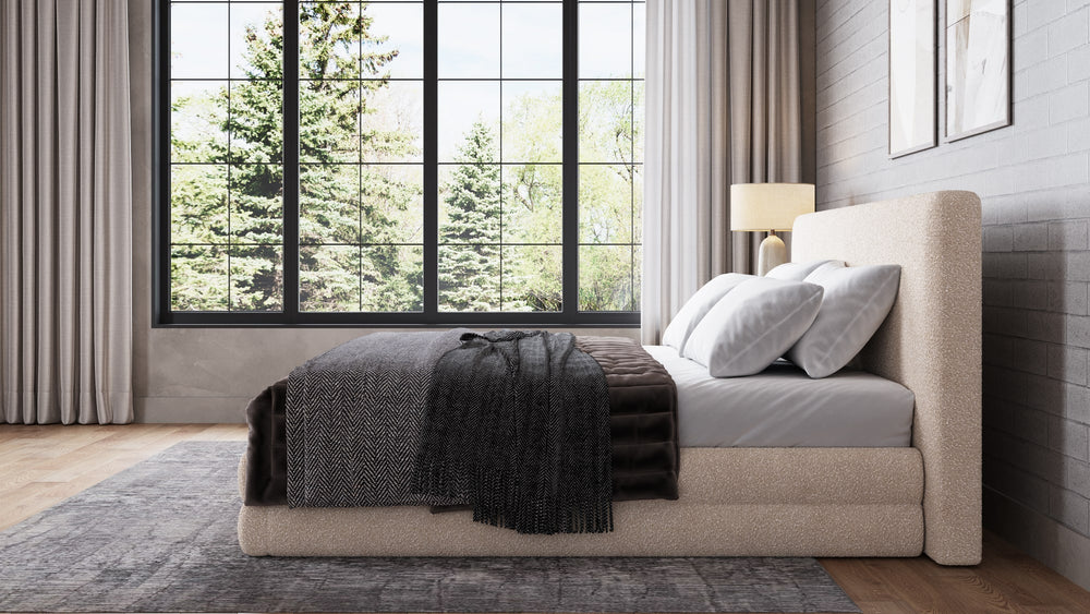 Maya Upholstered Platform Bed in Brun Boucle (2026)