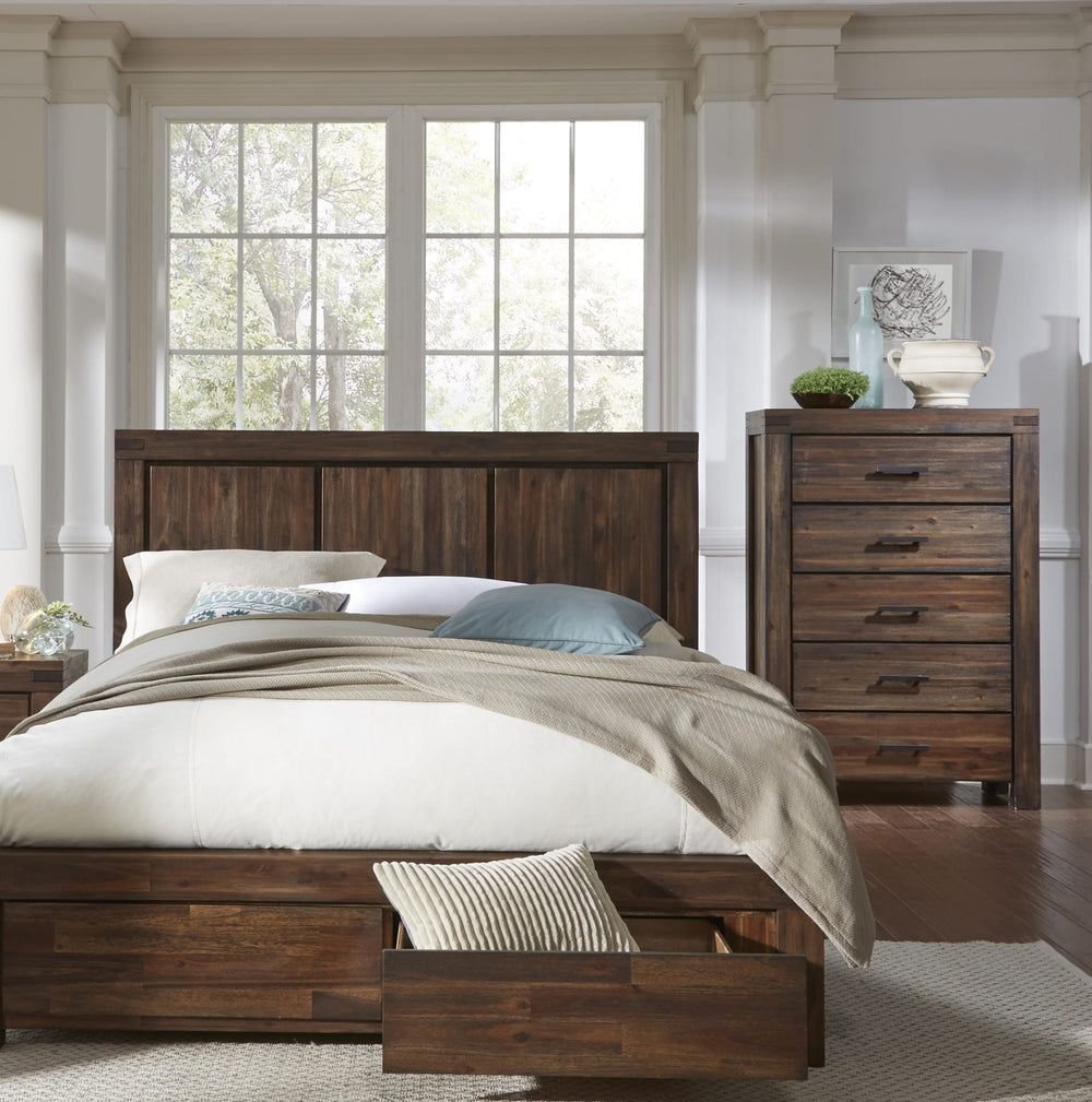 Mayfair Five Drawer Solid Wood Chest in Brick Brown - View 2