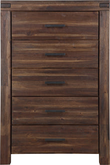 Mayfair Five Drawer Solid Wood Chest in Brick Brown - View 5