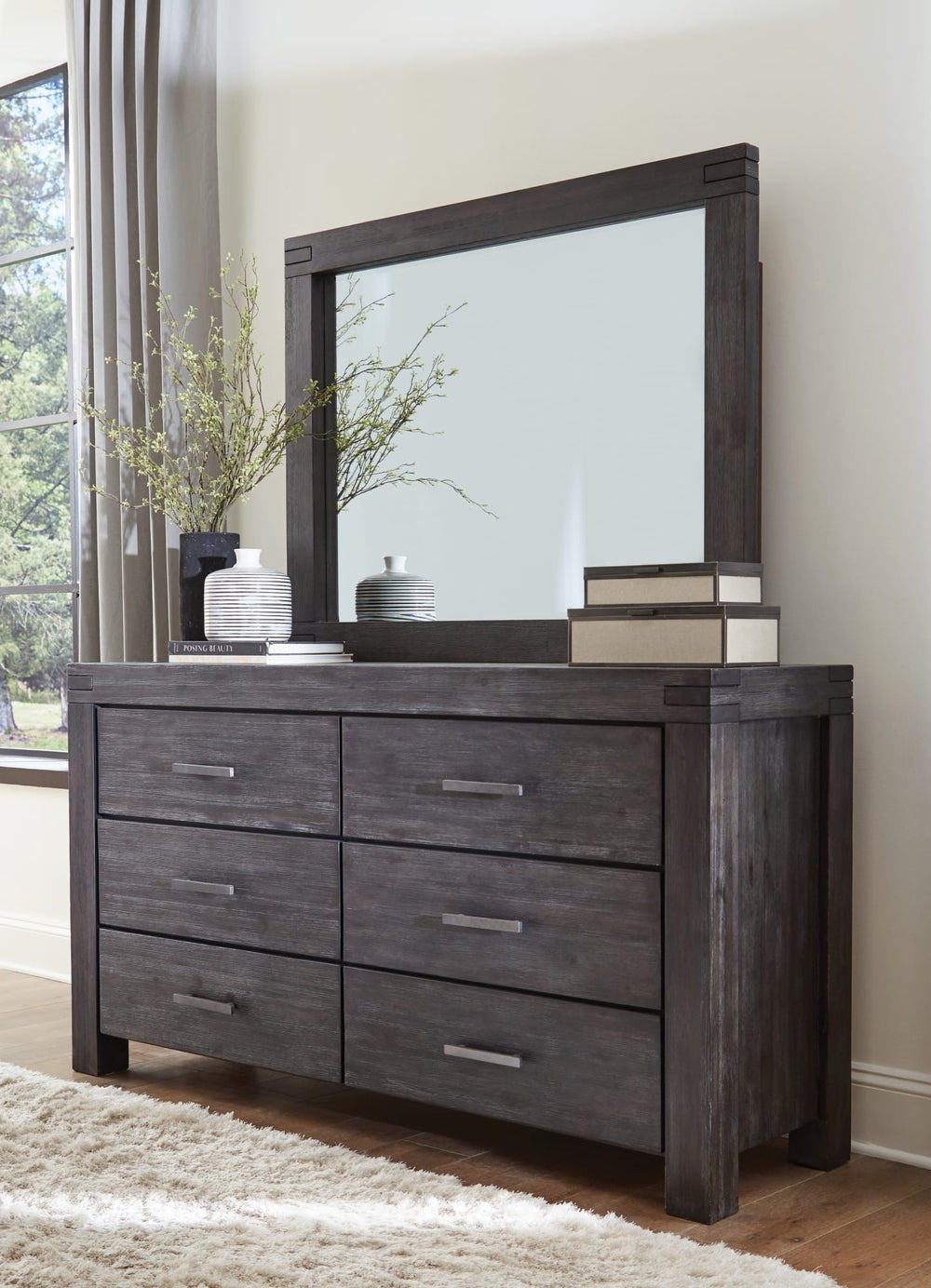 Mayfair Six Drawer Solid Wood Dresser in Graphite - View 2
