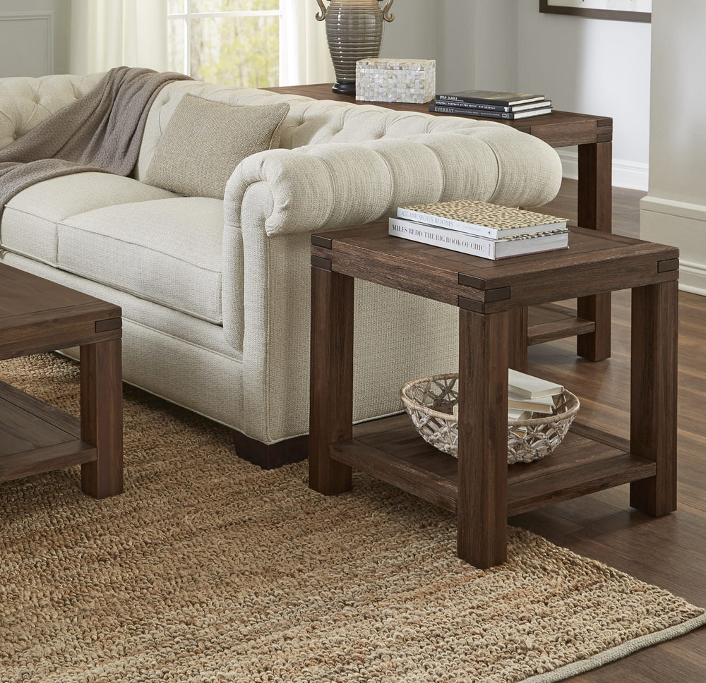 Mayfair Solid Wood Rectangular Side Table in Brick Brown - View 2