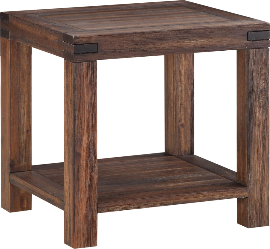 Mayfair Solid Wood Rectangular Side Table in Brick Brown - View 3