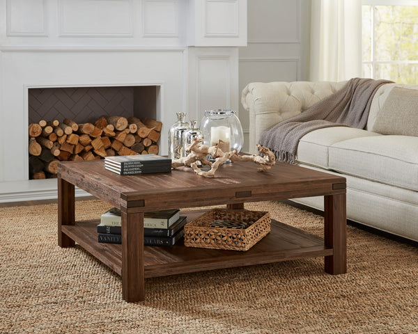 Mayfair Solid Wood Square Coffee Table in Brick Brown alternate view