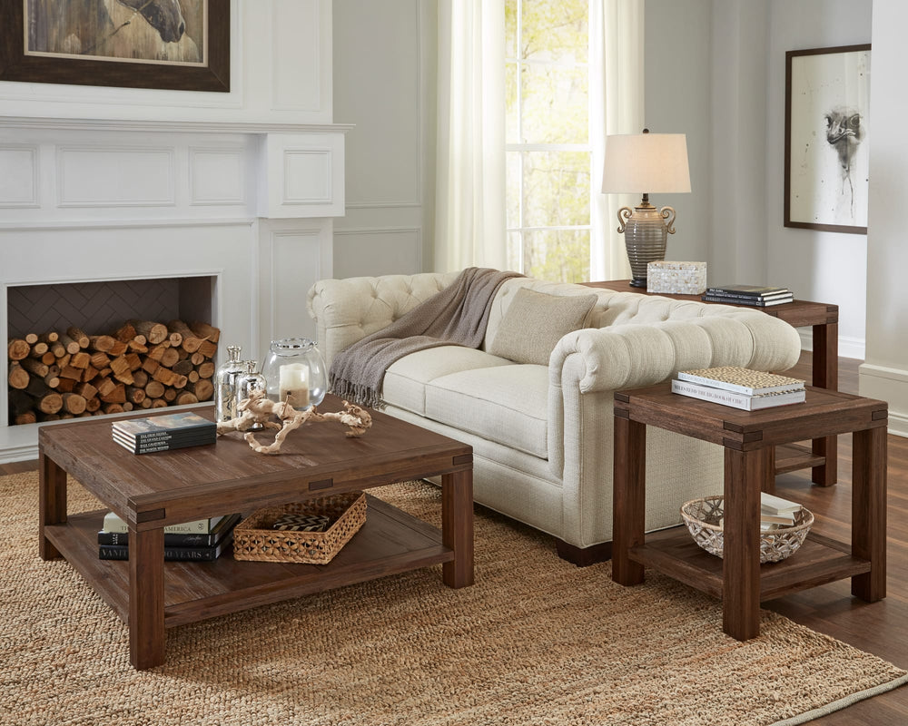 Mayfair Solid Wood Square Coffee Table in Brick Brown - View 2