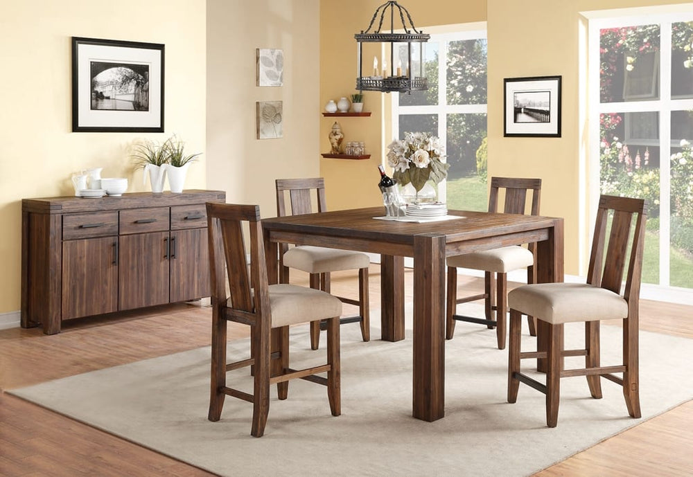 Mayfair Solid Wood Square Counter Table in Brick Brown - View 2