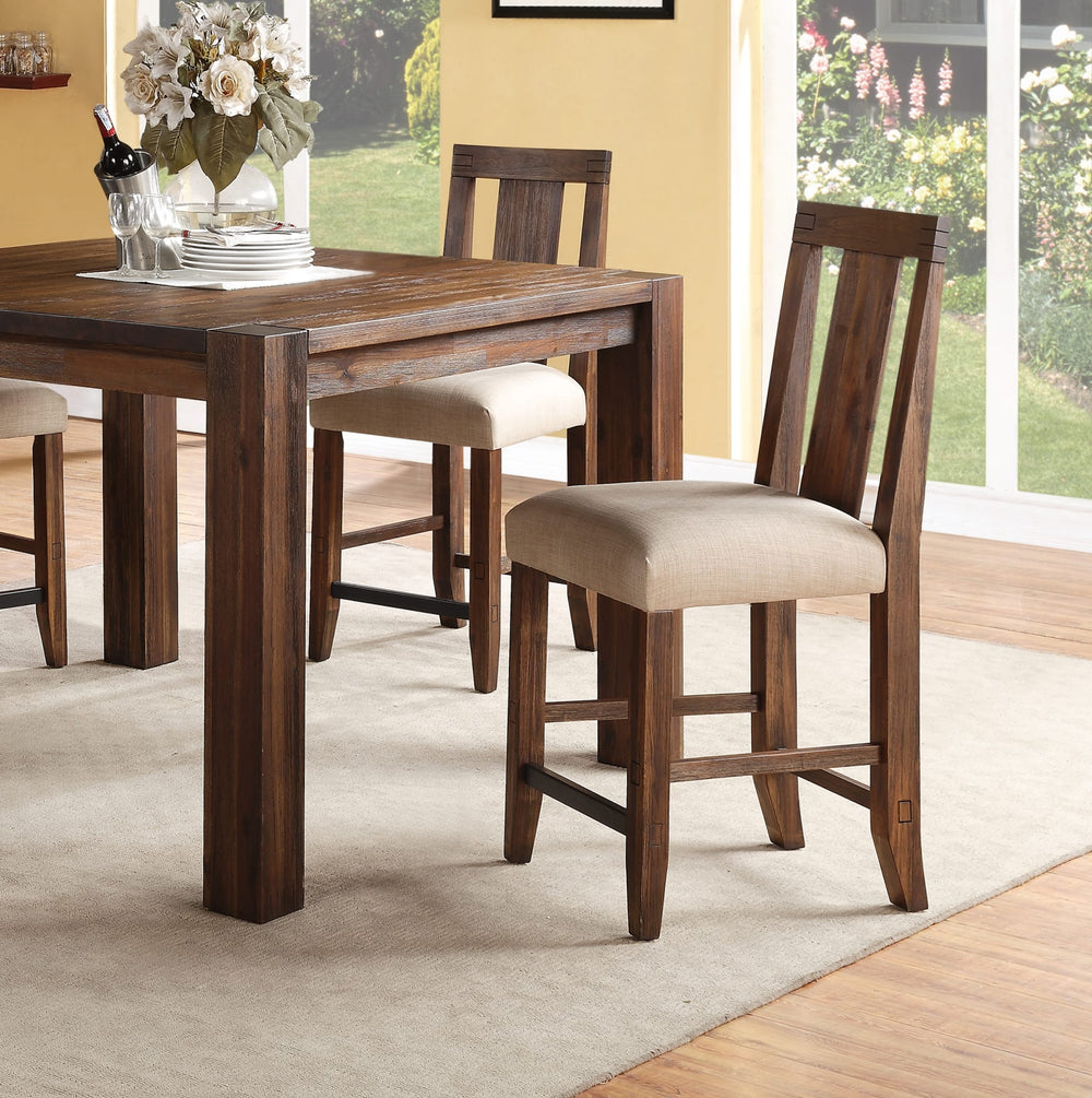 Mayfair Solid Wood Upholstered Kitchen Counter Stool in Brick Brown - View 2
