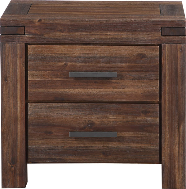 Mayfair Two Drawer Solid Wood Nightstand in Brick Brown