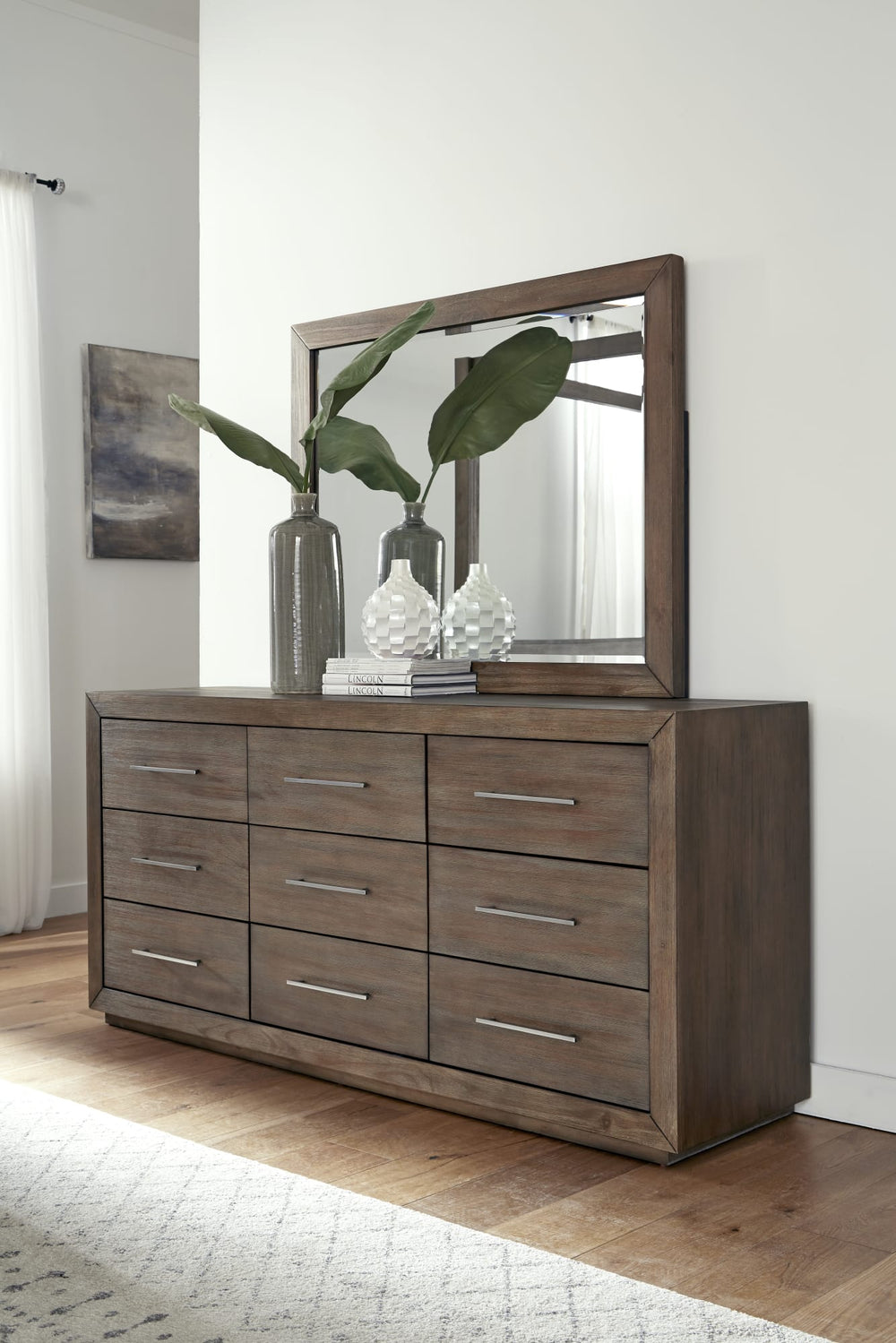 Marlborough Beveled Glass Mirror in Dark Pine